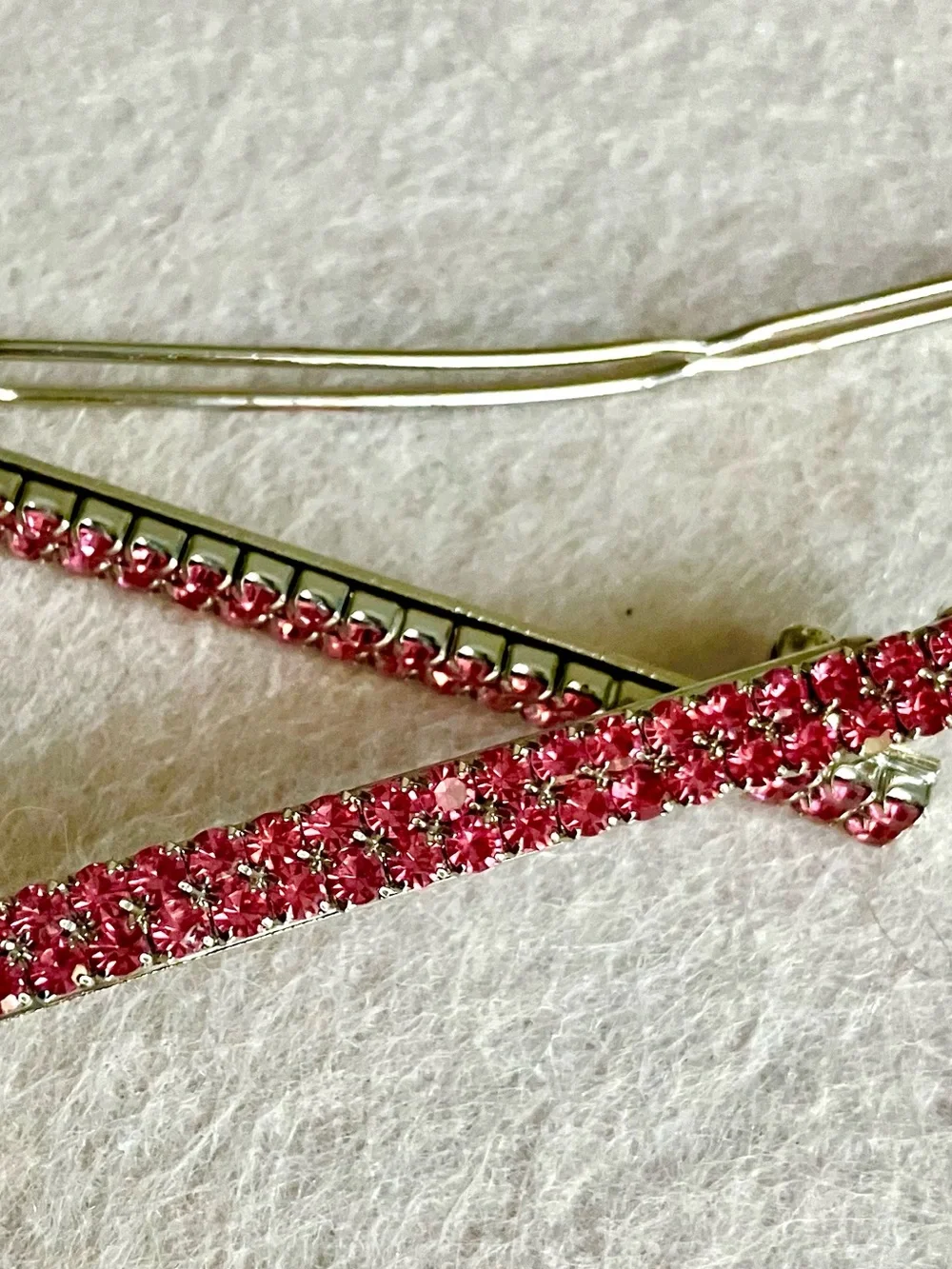 Set of 2 Pink crystal Barrettes